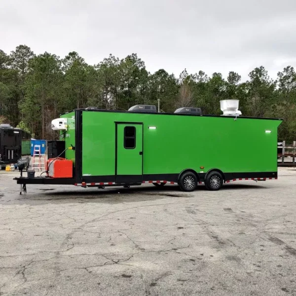 8.5 X 28 TA2 BBQ TRAILER FULLY EQUIPPED WITH WALK-IN COOLER & BATHROOM